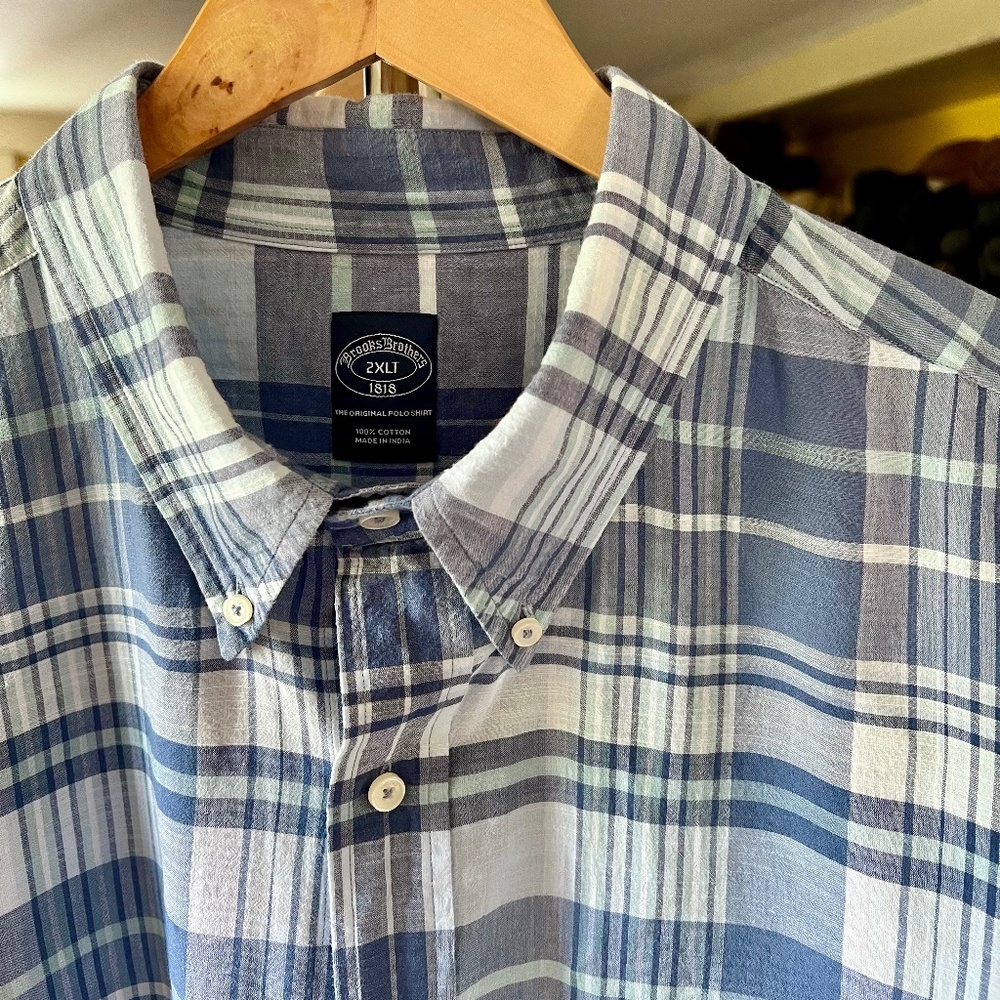 Brooks Brothers 2XLT Madras - Super Lightweight Cotton Button down long sleeve